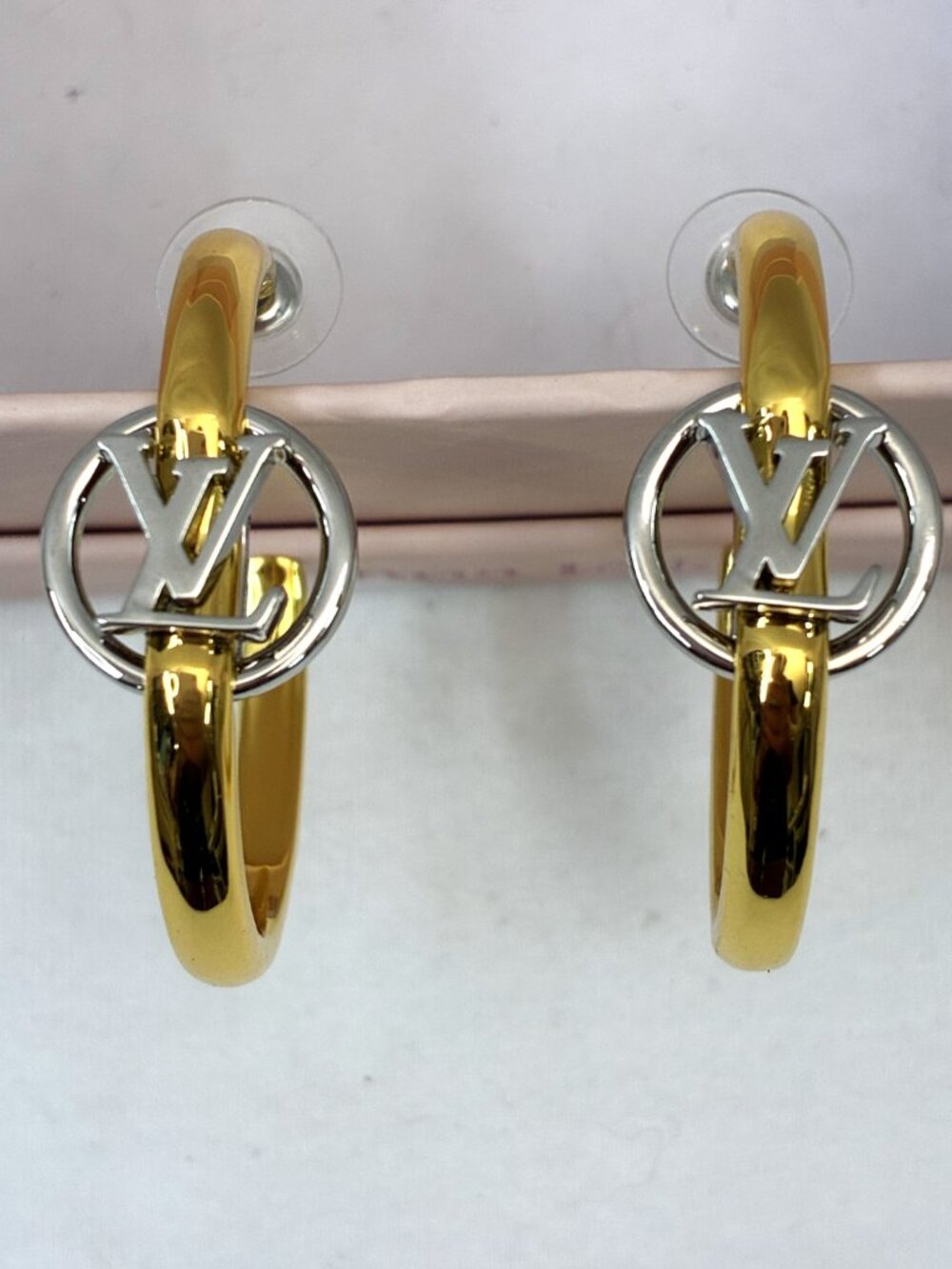 'My LV' Two-Tone Hoop Gold and Silver Louis Vuitton Earrings